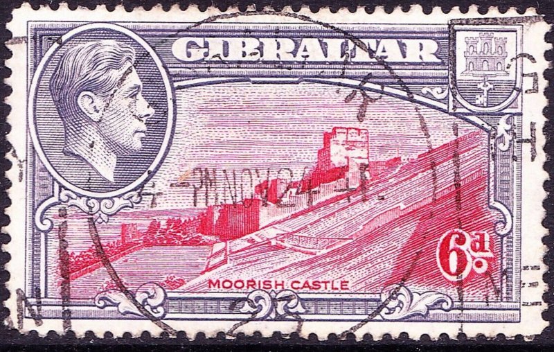 GIBRALTAR 1938 KGVI 6d Carmine & Grey-Violet SG126a Used