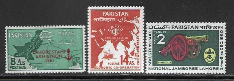 Pakistan 120,121,122 Mint SC:$2.60