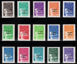 ST PIERRE & MIQUELON 1997-98 Definitives; Scott 642-56; MNH