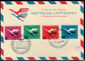 Germany,Sc.#C61-64 used on First Europe-Flight cover