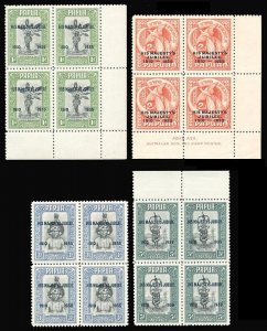 Papua 1935 KGV Silver Jubilee complete set in blocks of 4 MNH. SG 150-153.