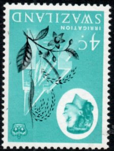 1962 Swaziland Sg 95w 4c black and turquoise-green Watermark Inverted MM