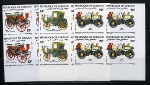 Djibouti Stamps # 587-7 Mint XF NH Imperf block Cars