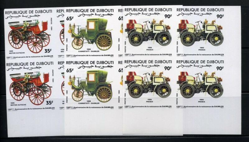 Djibouti Stamps # 587-7 Mint XF NH Imperf block Cars