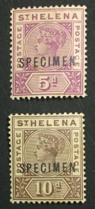 MOMEN: ST HELENA SG #51s-52s SPECIMEN 1890-97 MINT OG H £200 LOT #230131-8820-1