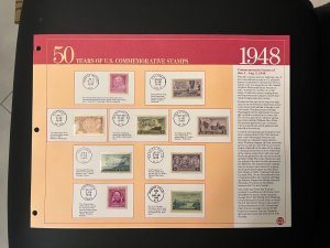 1948 50 YEARS OF U.S. COMMEMORATIVE STAMP Albums Panel of stamps