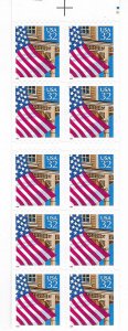 US# 2921a  32c booklet pane, Flag over Porch 1996 red CV . $9.00