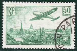 FRANCE Air Mail Scott.C14 50Fr Emerald (1936) High Value CDS Used Cat $325+ SBG8