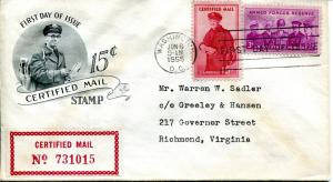 FA1 Certified Mail FDC Artcraft Cachet