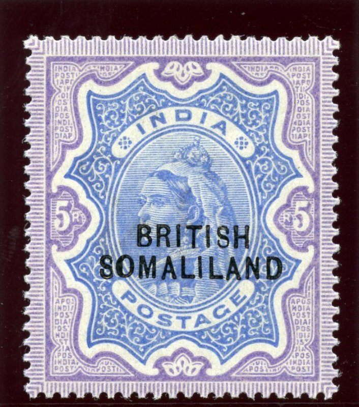 Somaliland 1903 QV 5r ultramarine & violet MLH. SG 24. Sc 19.