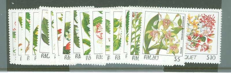 Palau #126-142 Mint (NH) Single (Complete Set) (Flowers)