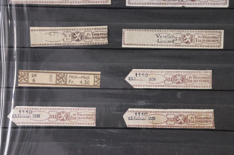 Belgium Tobacco cigarette pack seal strip Revenue Timbre tax stamp lot 12 DL