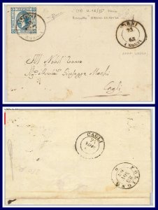 53835 - ITALIA REGNO - Storia Postale: Sassone 13 su BUSTA da NARNI 1863 - BELLA