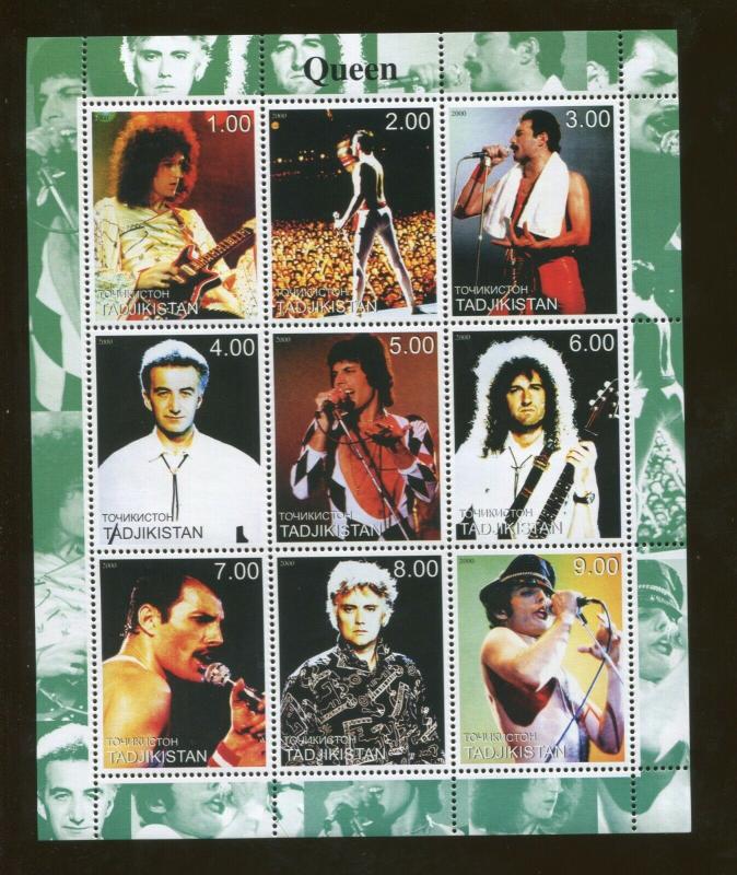 Tajikistan Commemorative Souvenir Stamp Sheet - Queen - Freddie Mercury