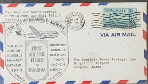 Hawaii Honolulu Pan Am 1952 First Flight To Rangoon Burma