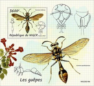 NIGER - 2022 - Wasps - Perf Souv Sheet - Mint Never Hinged