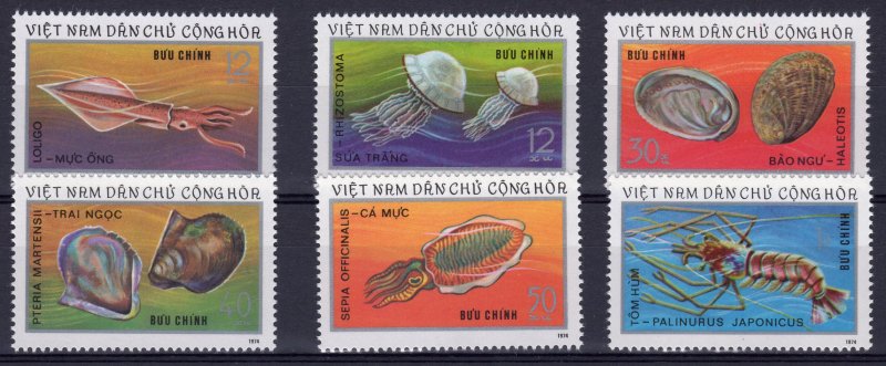 Viet Nam 1974 Sc#745/750 MARINE LIFE Set (6) perforated MNH