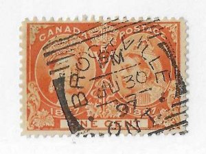 Canada Sc #51 1c orange Jubilee used  Brockville squared circle VF