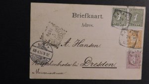 1898 Postcard Cover Batavia Dutch East Indies Jakarta to Dresden Germany