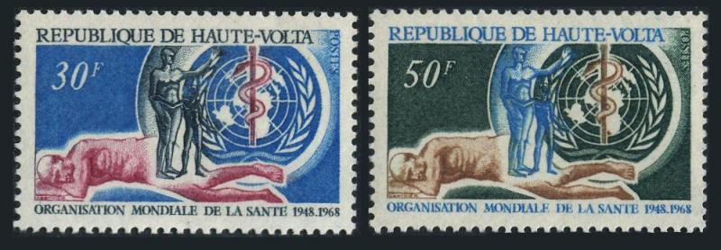 Burkina Faso 188-189.MNH.Michel 238-239. WHO-20,1968.Emblem,sick people.1968.