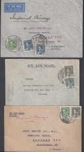 IRAQ 1930s GERMANY BASRAH BAGDAD 3 AIRMAIL COVERS BY IMPERIAL AIRWAYS TO HAMBURG