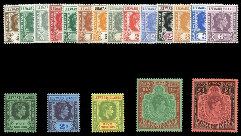 Leeward Islands 1938 KGVI set complete MLH. SG 95-114c.