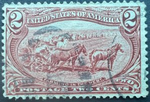 Scott#: 286 - Farming Trans-Mississippi 2¢ 1898 BEP used single stamp - Lot B7
