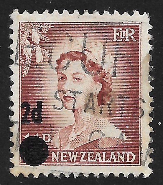 New Zealand #319 2p on 1 1/2p Queen Elizabeth