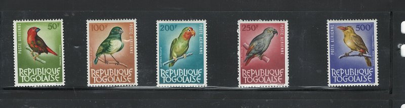 REPUBLIQUE TOGOLAISE 1964 - 1965 BIRDS  #C36 - 40 EXTREMLY LIGHT HINGE MARK