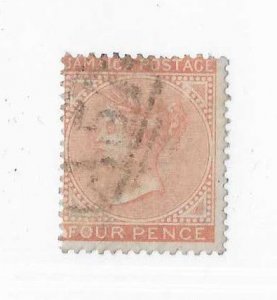 Jamaica Sc #10 4p orange brown used with 'A57' cancel