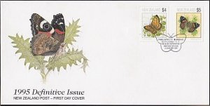 NEW ZEALAND 1995 Butterflies - $4 & $5 definitives FDC....................B1671a