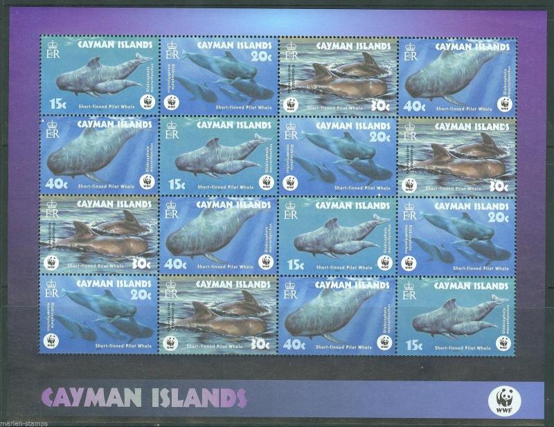 CAYMAN ISLANDS WHALES WORLD WILDLIFE FUND  SHEET SCOTT#902/05a  MINT NH