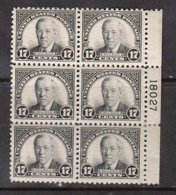 USA #623 VF Mint Plate Block Of Six