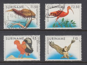 Surinam Sc 726-729 used. 1985 Birds, 4 different from long set, fresh, VF