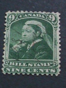 ​CANADA 1888- REVENUE  134 YEARS OLD- QUEENS VICTORIA-BILL STAMP USED-VF-
