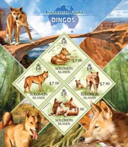 SOLOMON ISLANDS 2013 SHEET DINGOS WILD DOGS WILDLIFE slm13407a