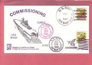 USS Wasp LHD-1 Comm cach (C.B.Hall) 3cxls 7-29-89 d.Franking