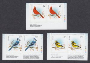 CARDINAL, BLUE JAY, GROSBEAK = CHRISTMAS BIRDS = pairs w/ COLOUR ID Canada 2022