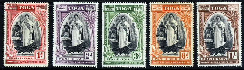 TONGA 1944 Queen Salote The Complete Silver Jubilee Set SG 83 to SG 87 MINT