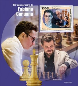 NIGER - 2022 - Chess, Fabiano Caruana - Perf Souv Sheet #1 - Mint Never Hinged