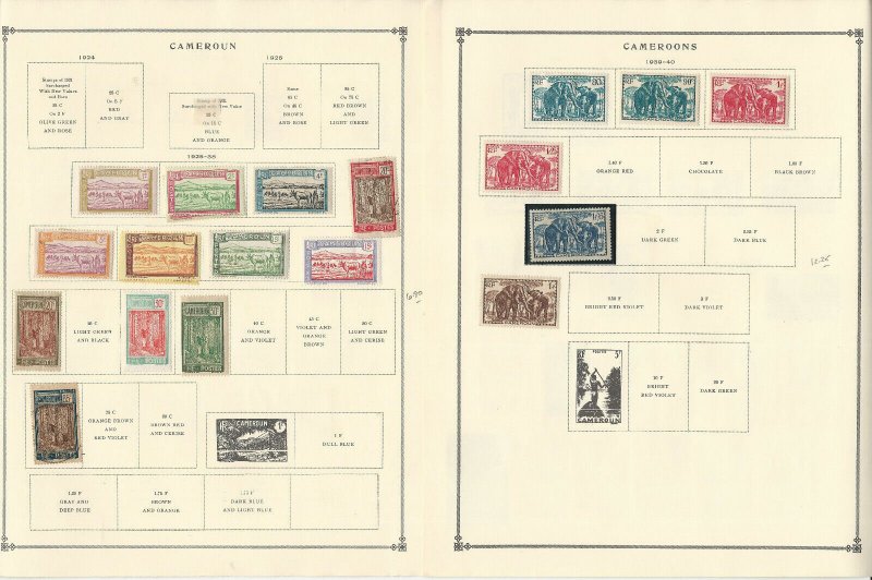 Cameroun Stamp Collection on 19 Scott International Pages, 1900-1973, JFZ