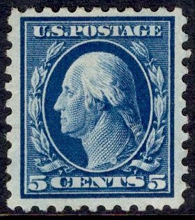 US Stamp #428 5c Washington UNUSED Regummed SCV $32.50 (as hinged)