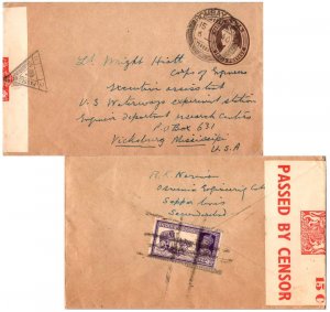 India 2a6p Dak Bullock Cart on 1a KGVI Envelope 1940 Bombay to Vicksburg, Mis...