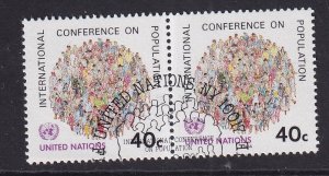 United Nations  New York  #418 cancelled 1984 population conference 40c  pair