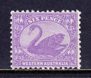 WESTERN AUSTRALIA — SCOTT 101 — 1912 6d BRIGHT VIOLET SWAN — MLH — SCV $21