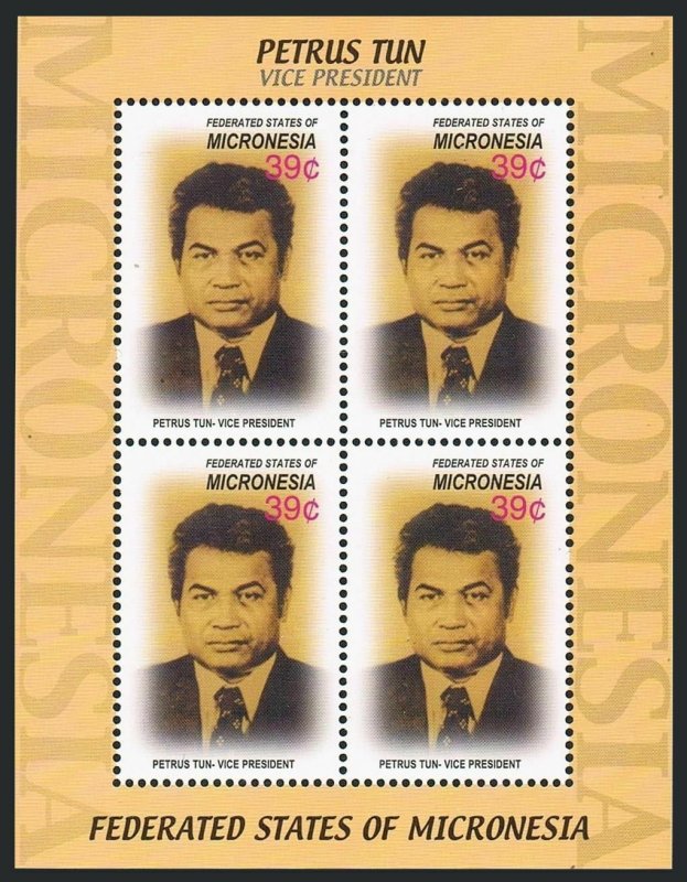 Micronesia 691 sheet/4,MNH. Vice-President Petrus Tun,1936-1999.2006.