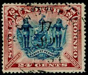 NORTH BORNEO SG79c, 24c Blue & Rose Lake Perf 13½x14, FINE USED. Cat £70.