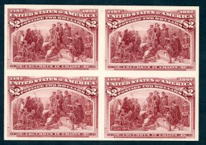 US SCOTT #242P4 SUPERB PLATE PROOF ON CARD BLOCK OF 4 PRISTINE NH AK 4/1/24