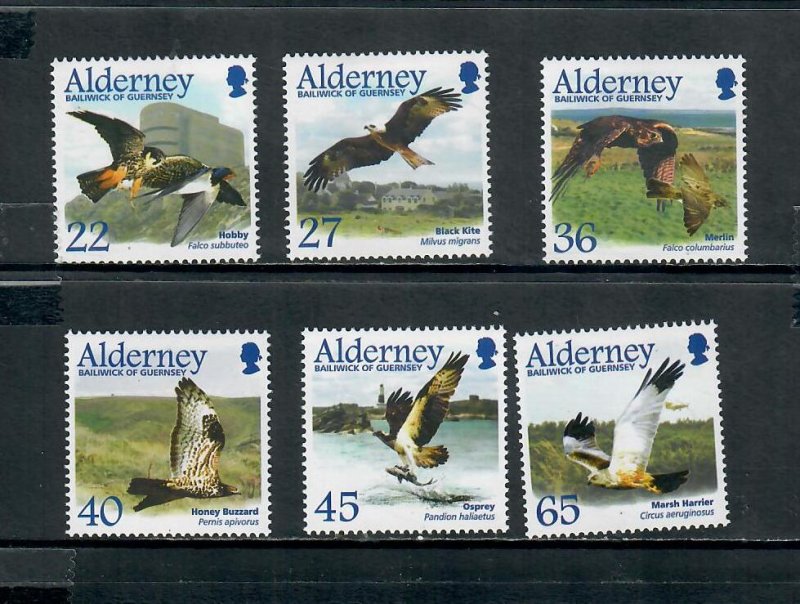 ALDERNEY 2002 COMMEMORATIVE SET RAPTORS ISSUE , MINT NVER HINGED