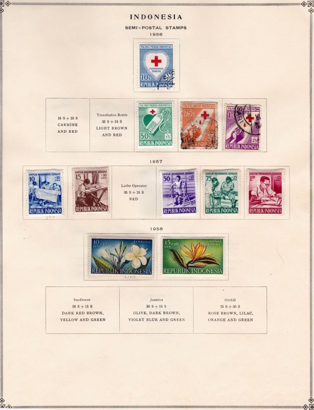 Indonesia Stamp Collection on pages   ........   see details below